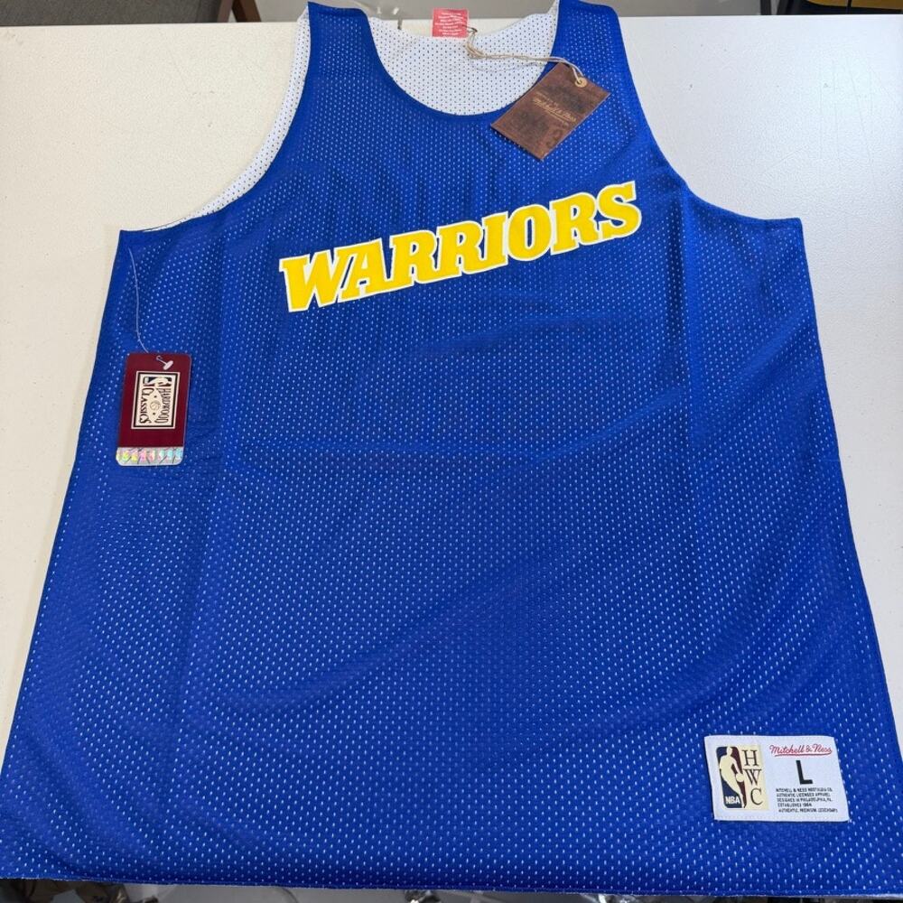 Golden State Warriors Mitchell & Ness Reversible Mesh Practice Tank Large NWT